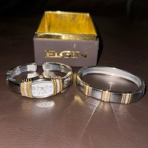 Elgin Watch & Bracelet set, EUC, may need battery